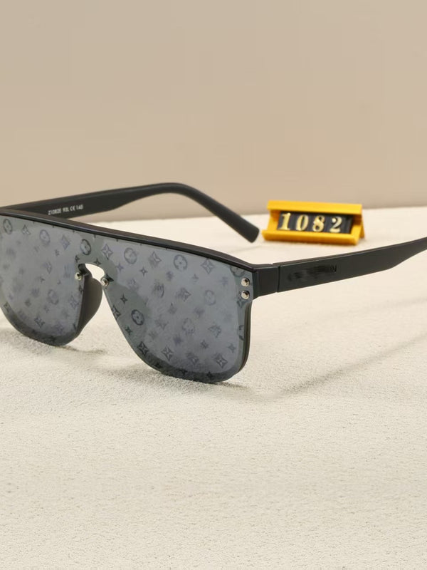 Cross-border European and American printed fashion retro men's and women's sunglasses one-piece style glasses alphabet modern sunglasses cycling glasses