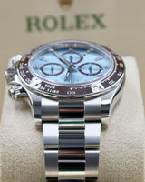 Rolex Cosmograph Daytona 116506 — 950 Platinum | Ice Blue Diamond Dial | Chestnut Brown Cerachrom Bezel | Full Set